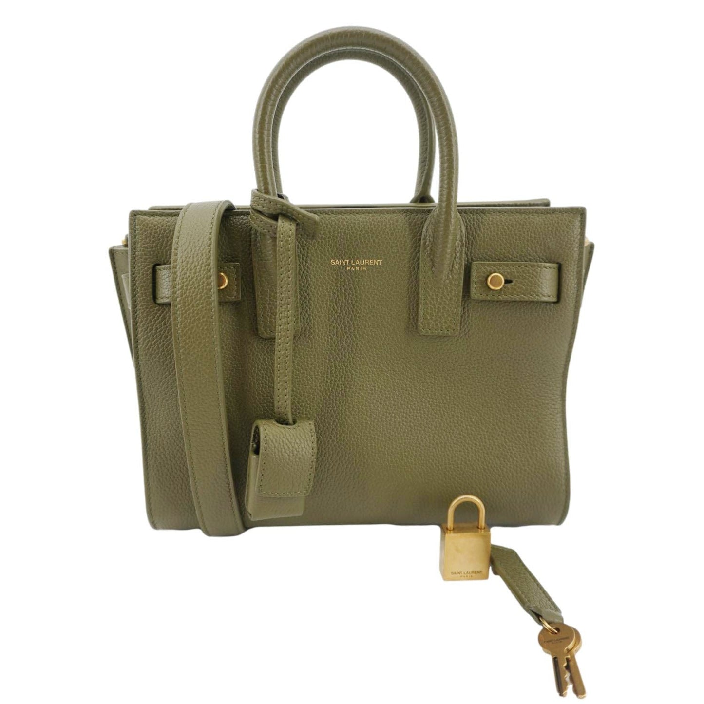 YVES SAINT LAURENT Sac De Jour Leather Shoulder Bag Olive Green