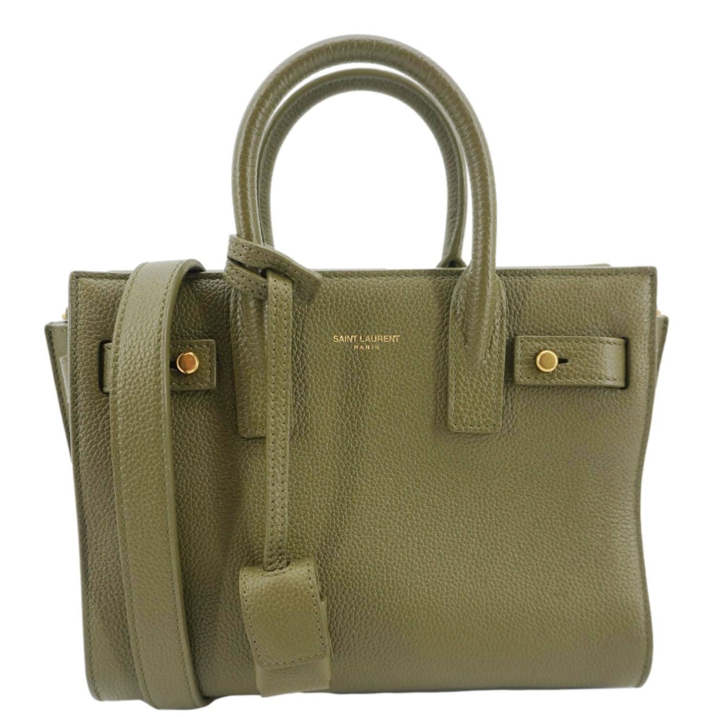 YVES SAINT LAURENT Sac De Jour Leather Shoulder Bag Olive Green