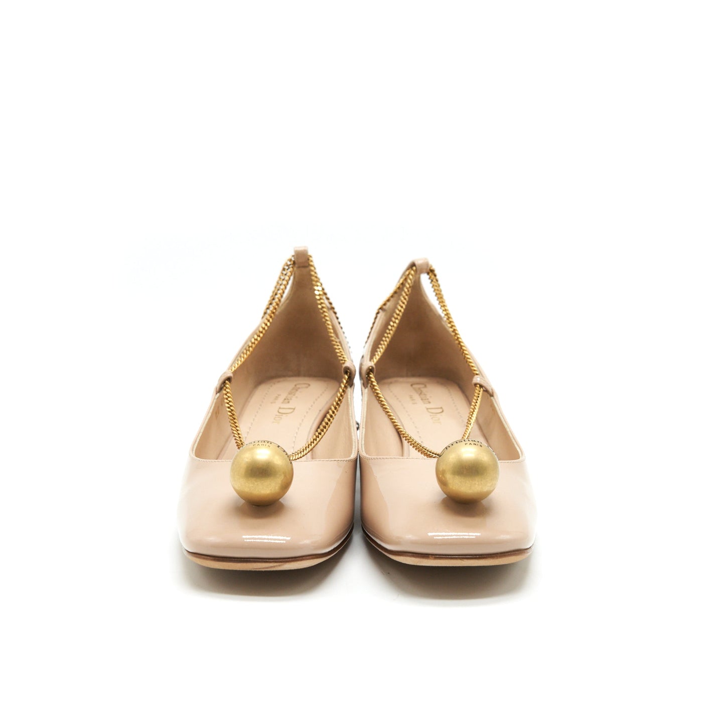 CHRISTIAN Size 36.5 Patent Leather Pumps In Beige