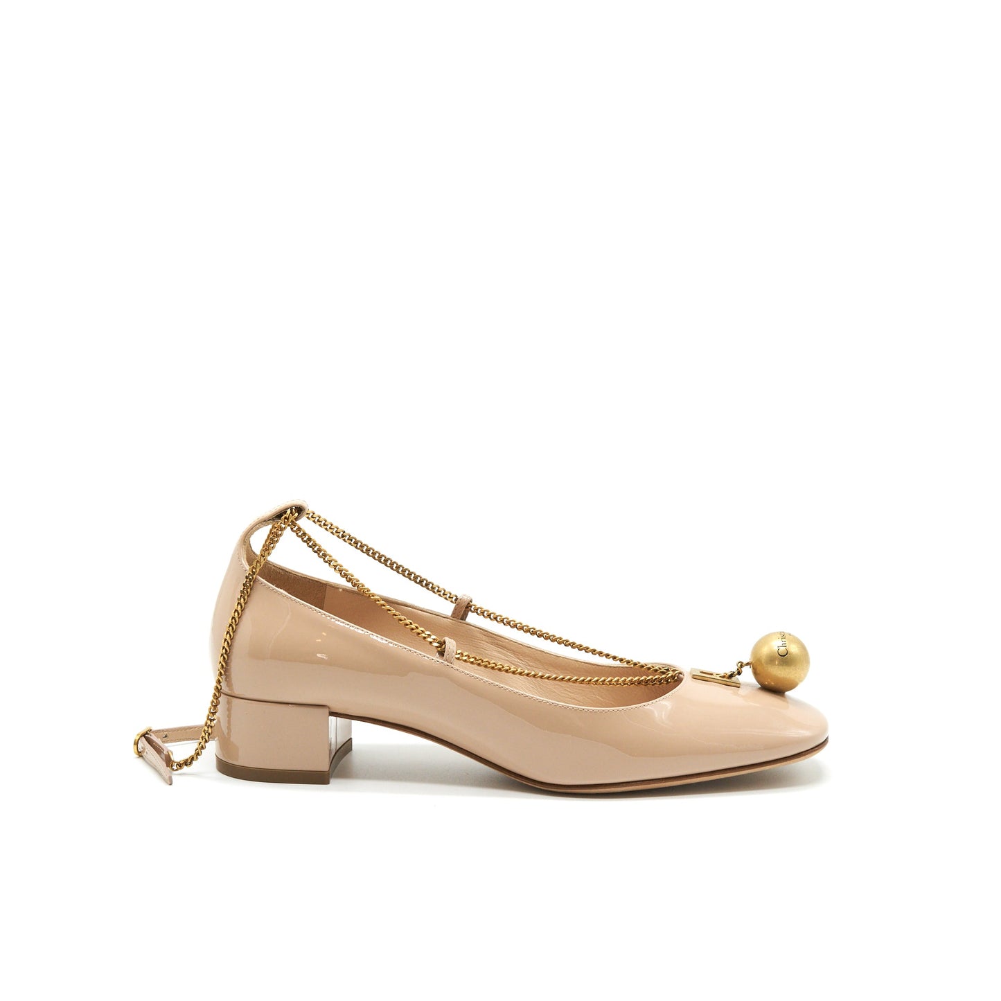 CHRISTIAN Size 36.5 Patent Leather Pumps In Beige