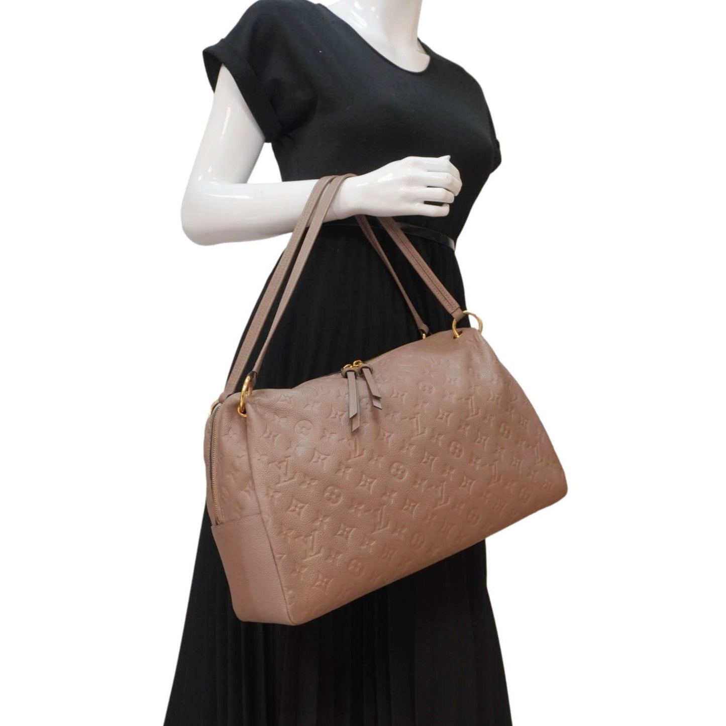 LOUIS VUITTON Ponthieu MM Empreinte Leather Shoulder Bag Taupe