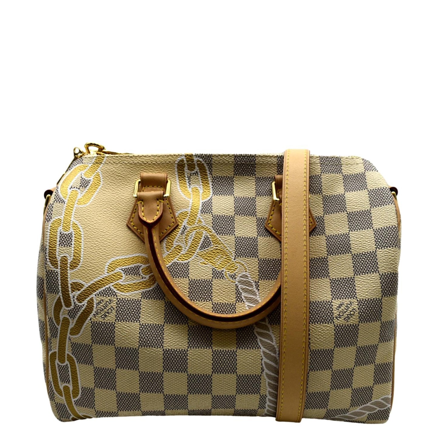 LOUIS VUITTON Nautical Speedy 25 Bandouliere Damier Azur Shoulder Bag White