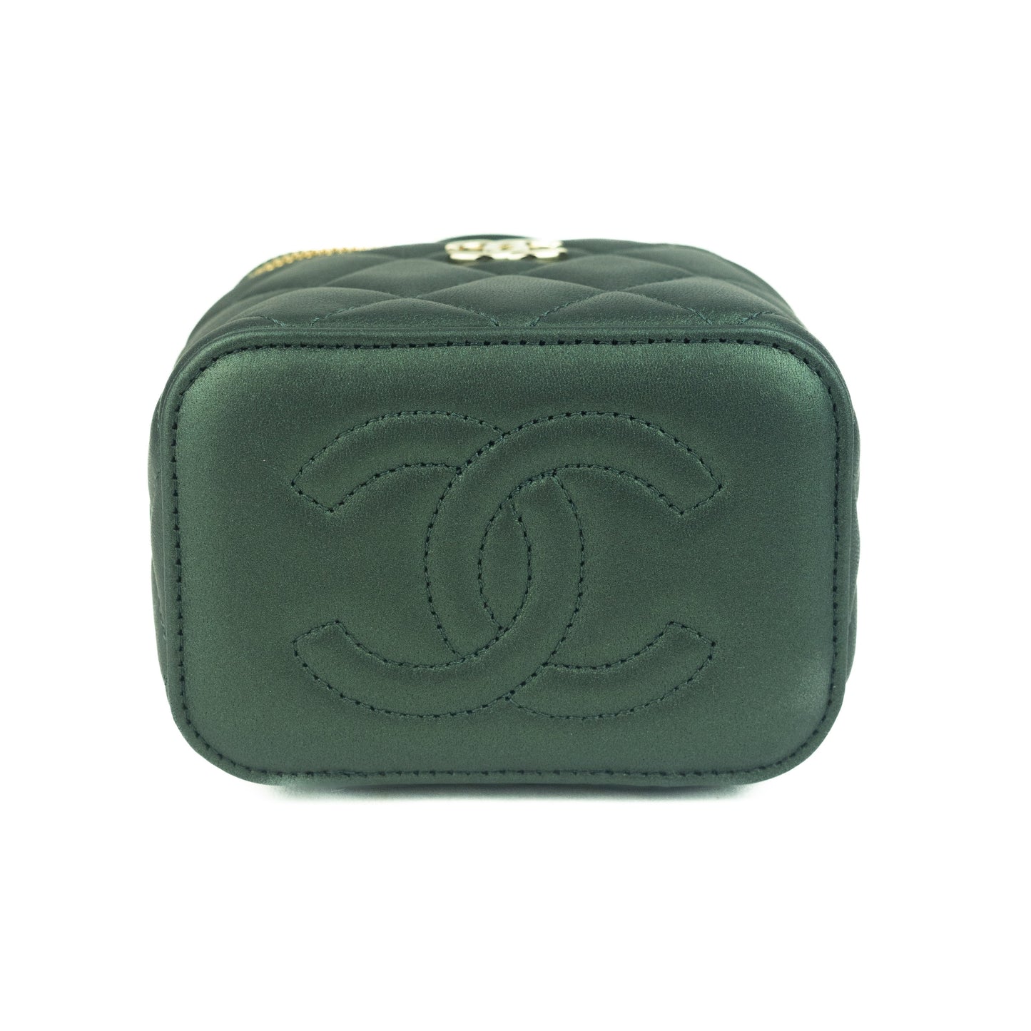 Chanel Small Vanity With Chain in Iridescent dark green