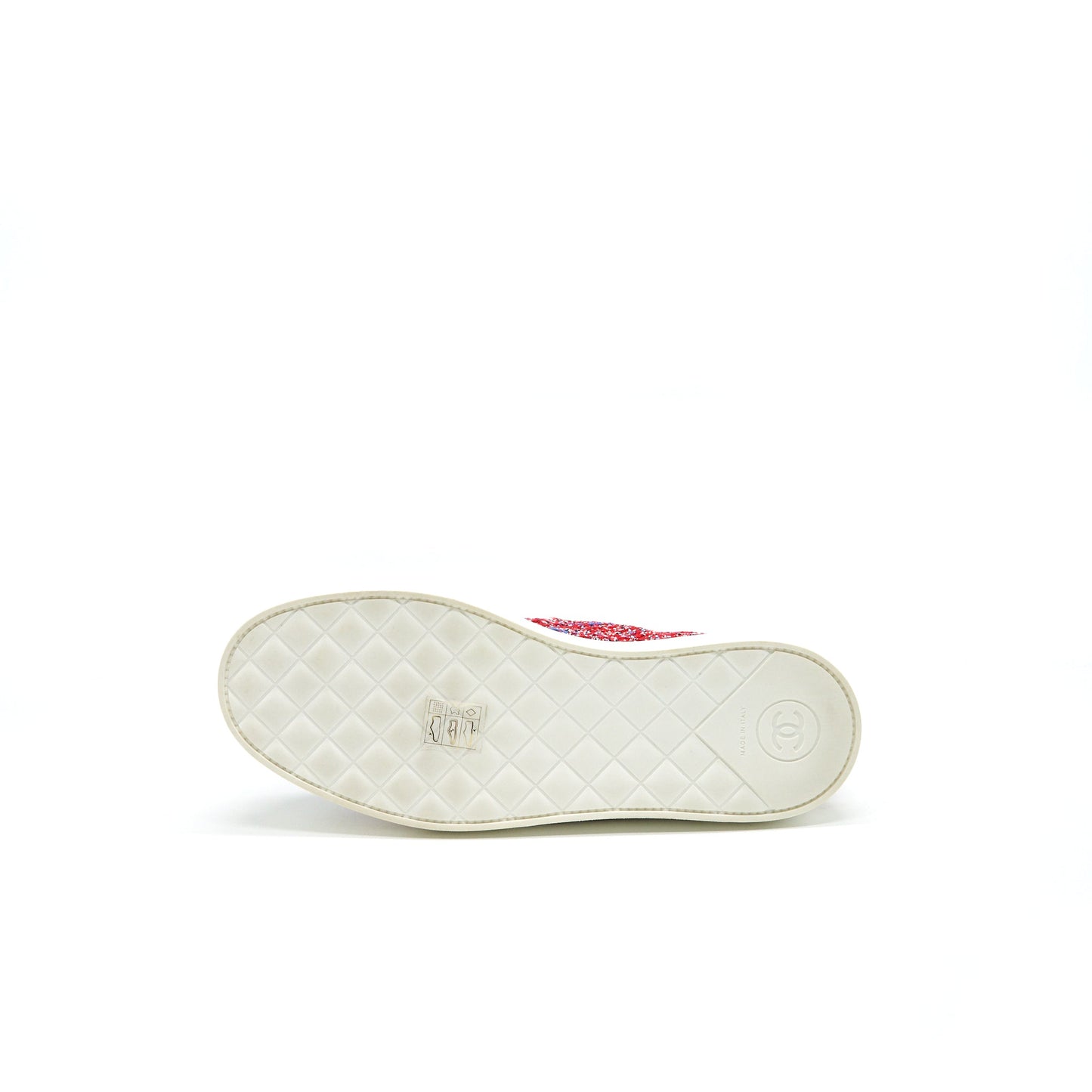 CHANEL Size 36.5 Tweed Lace-Up Pearls Flats Shoes