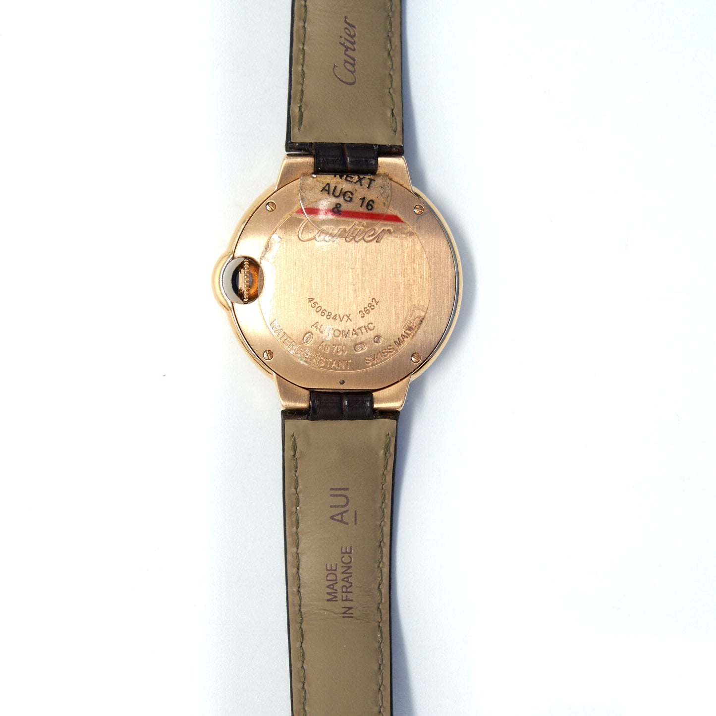 Cartier Ballon Bleu 33mm Auto Gold / Leather W6920097