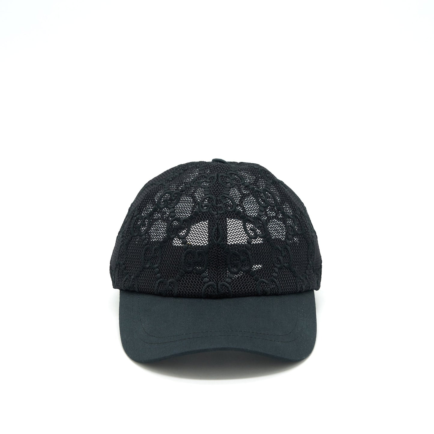 Gucci Embroidered Baseball Hat Black Net And Cotton Drill