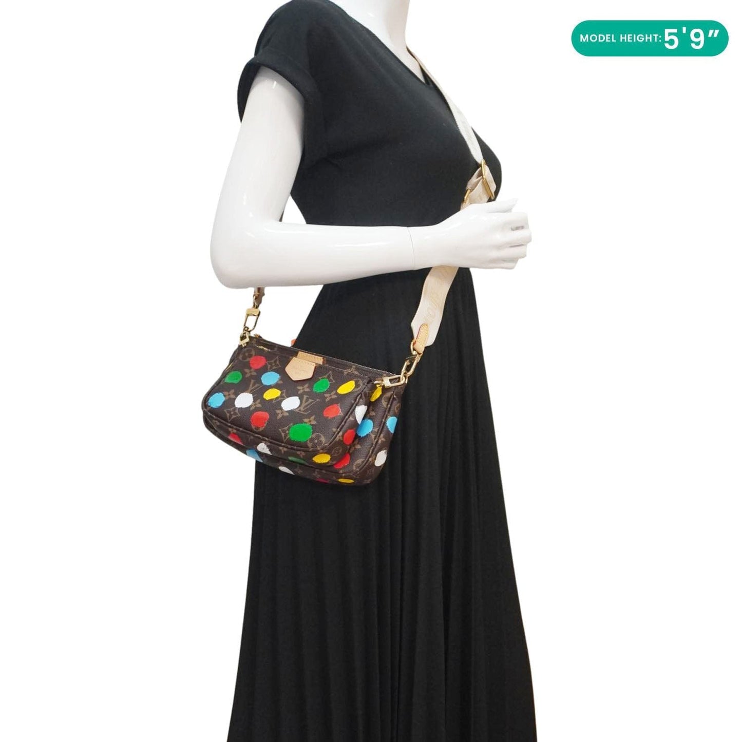 LOUIS VUITTON LV×YK Multi Pochette Accessories Monogram Dot Canvas Shoulder Bag Brown