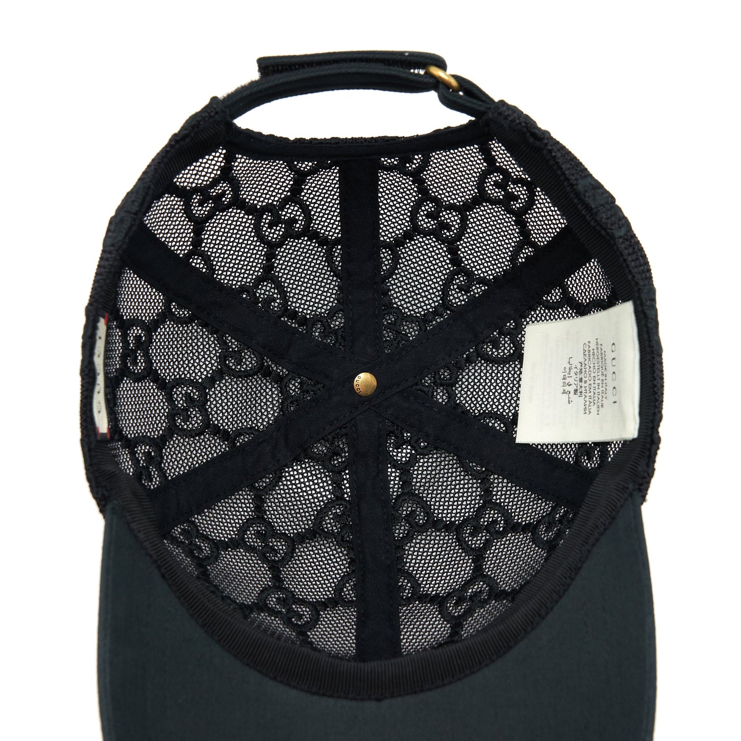 Gucci Embroidered Baseball Hat Black Net And Cotton Drill