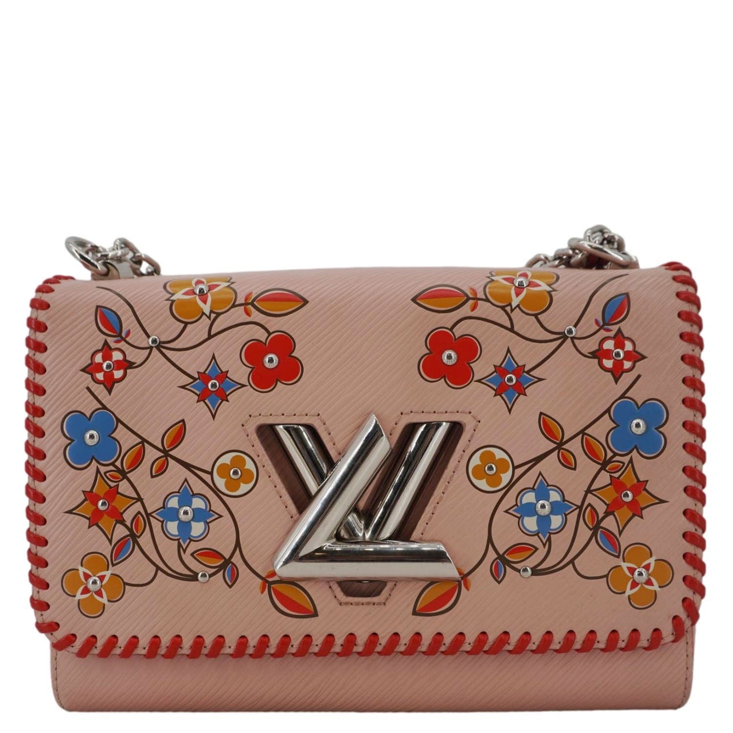 LOUIS VUITTON Twist MM Epi Flower Leather Crossbody Bag Rose Ballerine