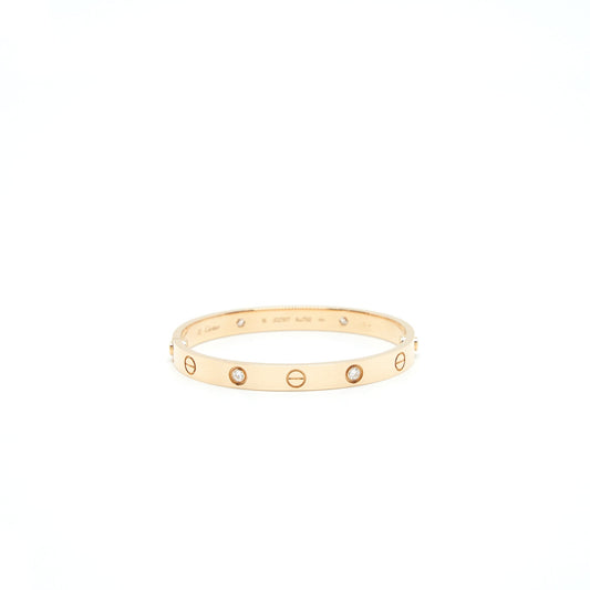 CARTIER SIZE 16 LOVE BRACELET ROSE GOLD 4 DIAMONDS