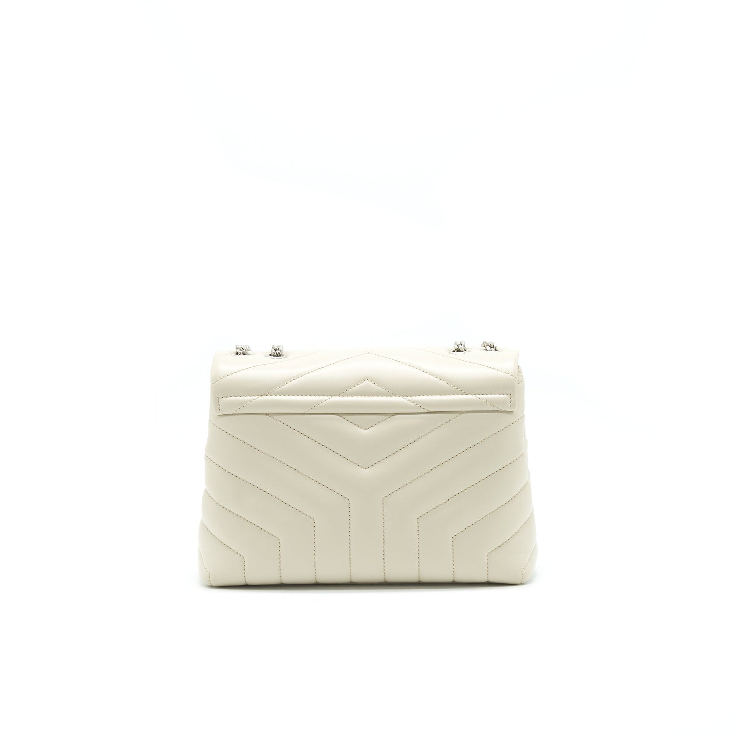 SAINT LAURENT Lou Lou Small Quilted Y Leather Shoulder Bag In White