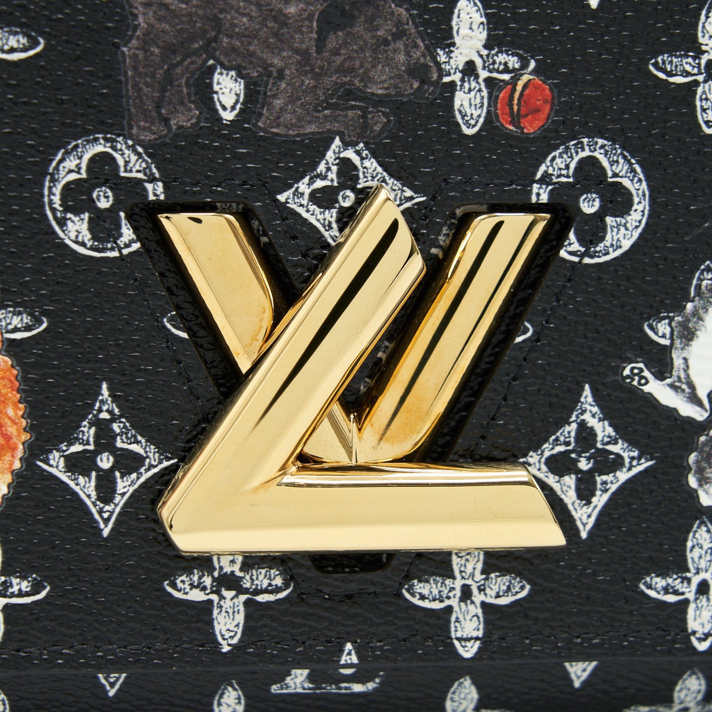 Louis Vuitton Twist Chain Wallet Monogram Catogram Cat Black