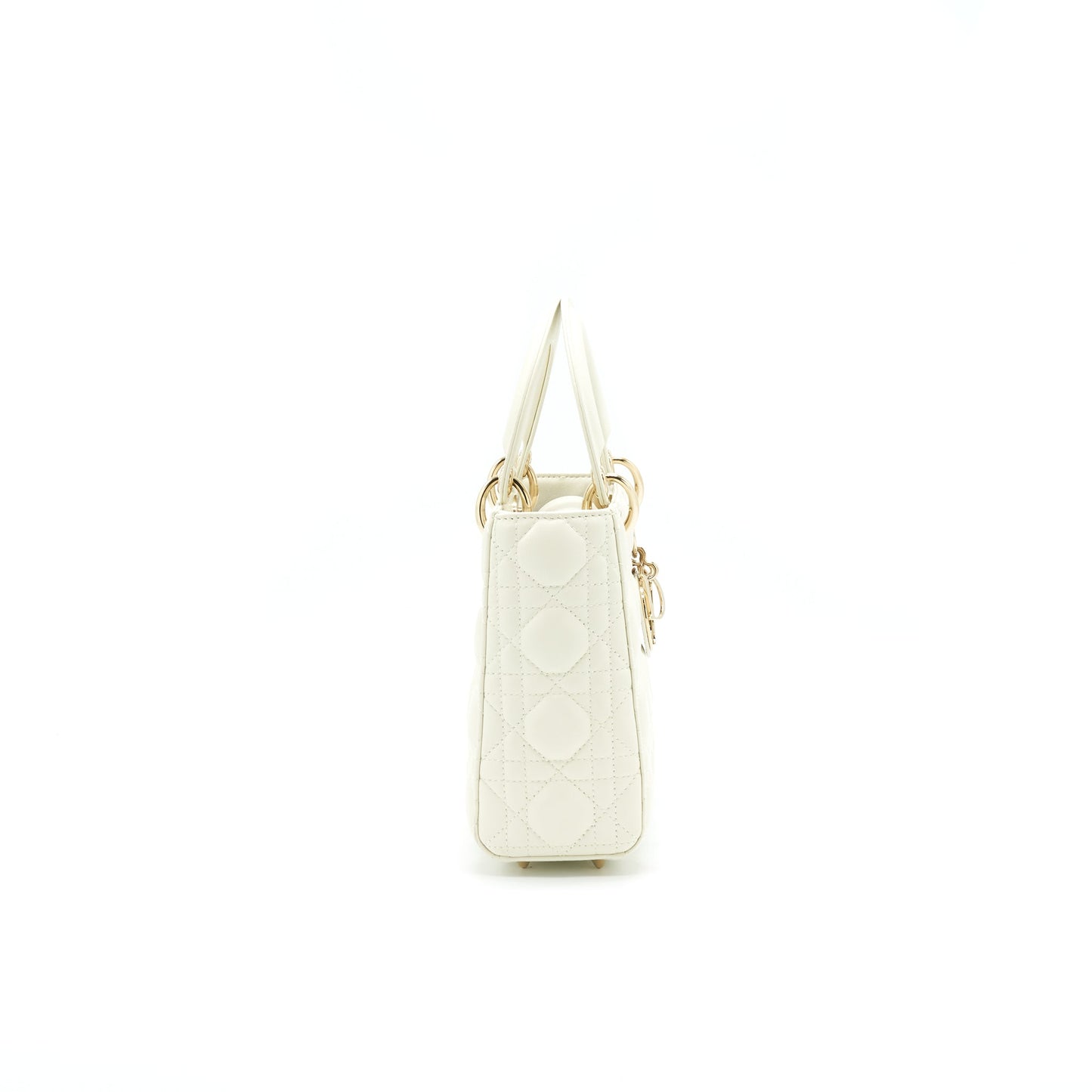 CHRISTIAN DIOR Small Lady Dior Cream With LGHW