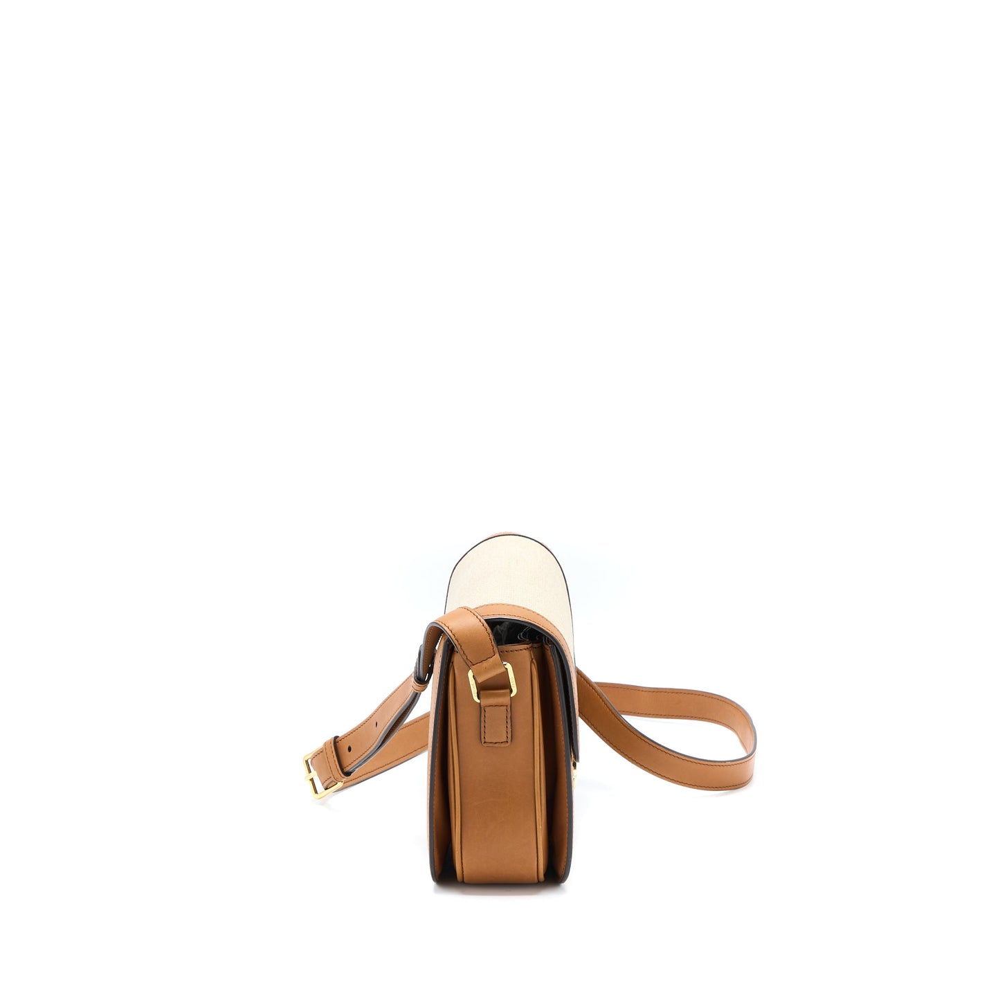 Celine Triomphe Purse Textile/Calfskin White/Tan