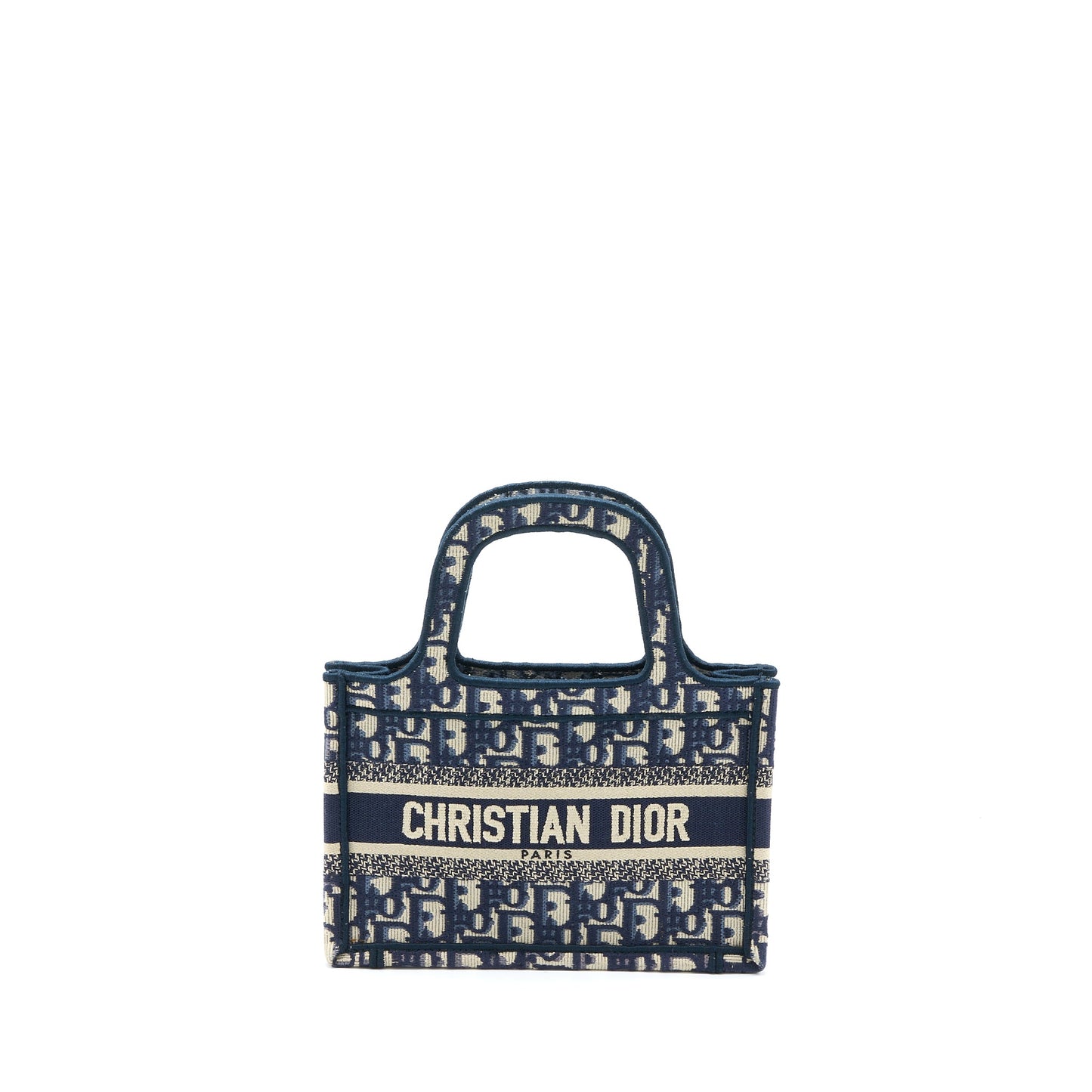 Dior Mini Book Tote Blue Oblique Embroidery