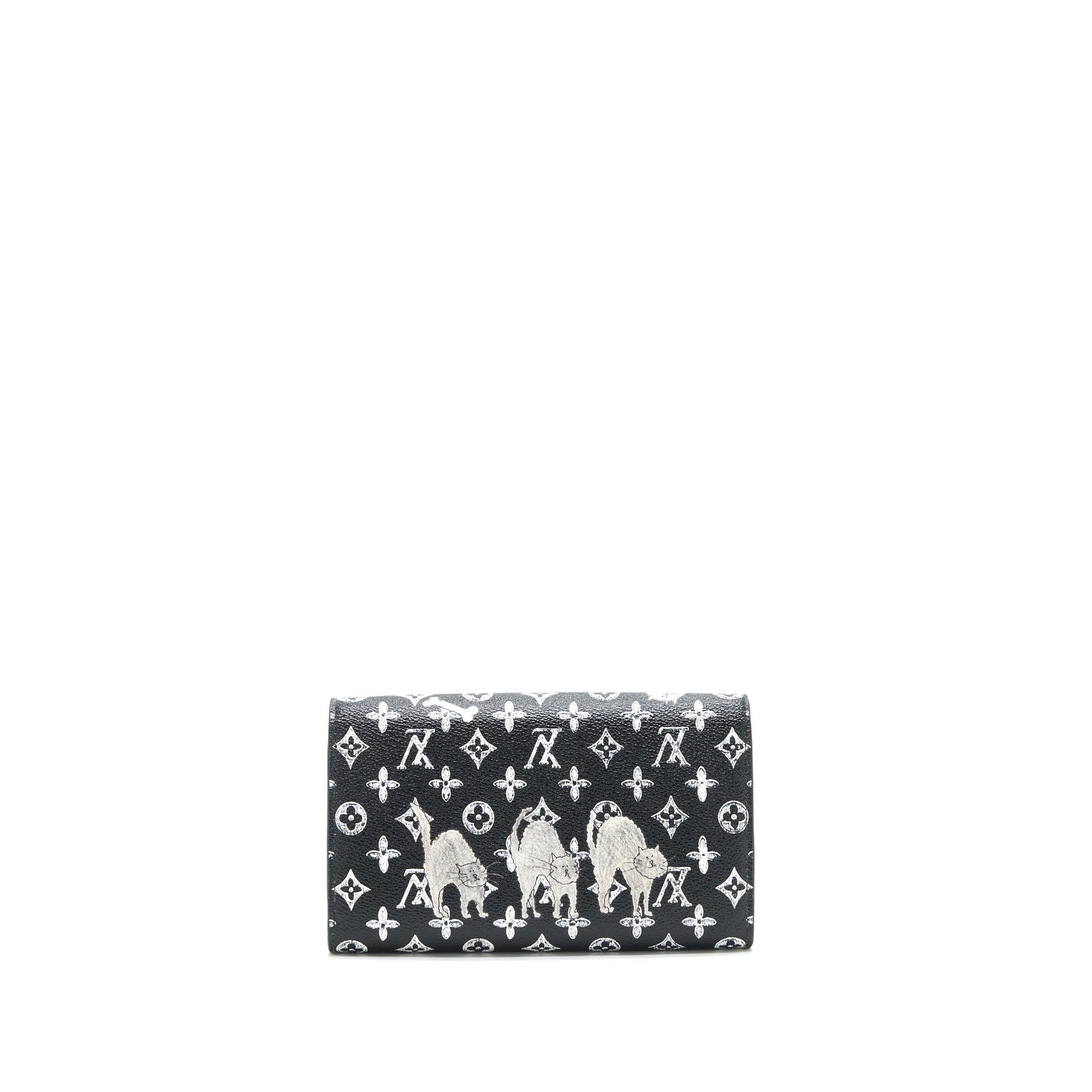 Louis Vuitton Twist Chain Wallet Monogram Catogram Cat Black