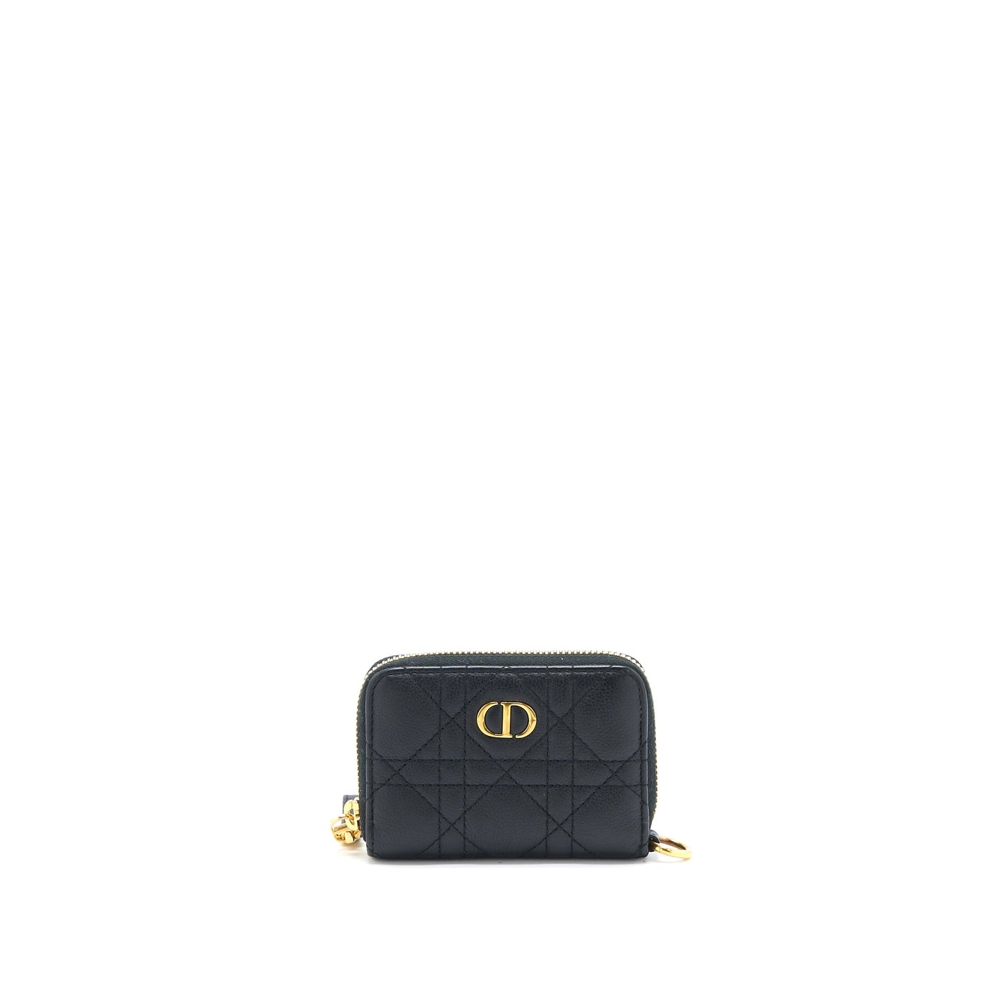 Dior Caro Detachable Card Holder Cannage Supple Calfskin Black