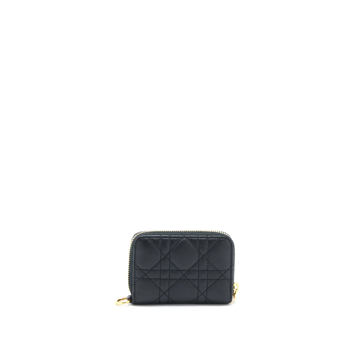 Dior Caro Detachable Card Holder Cannage Supple Calfskin Black