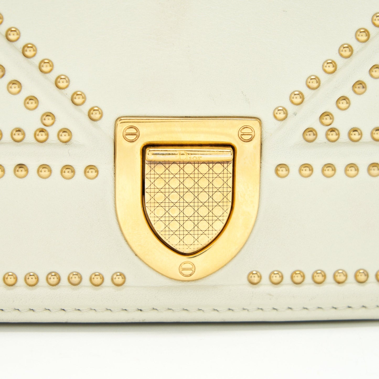 DIOR DIORAMA STUDDED LAMBSKIN SMALL WHITE WITH GHW