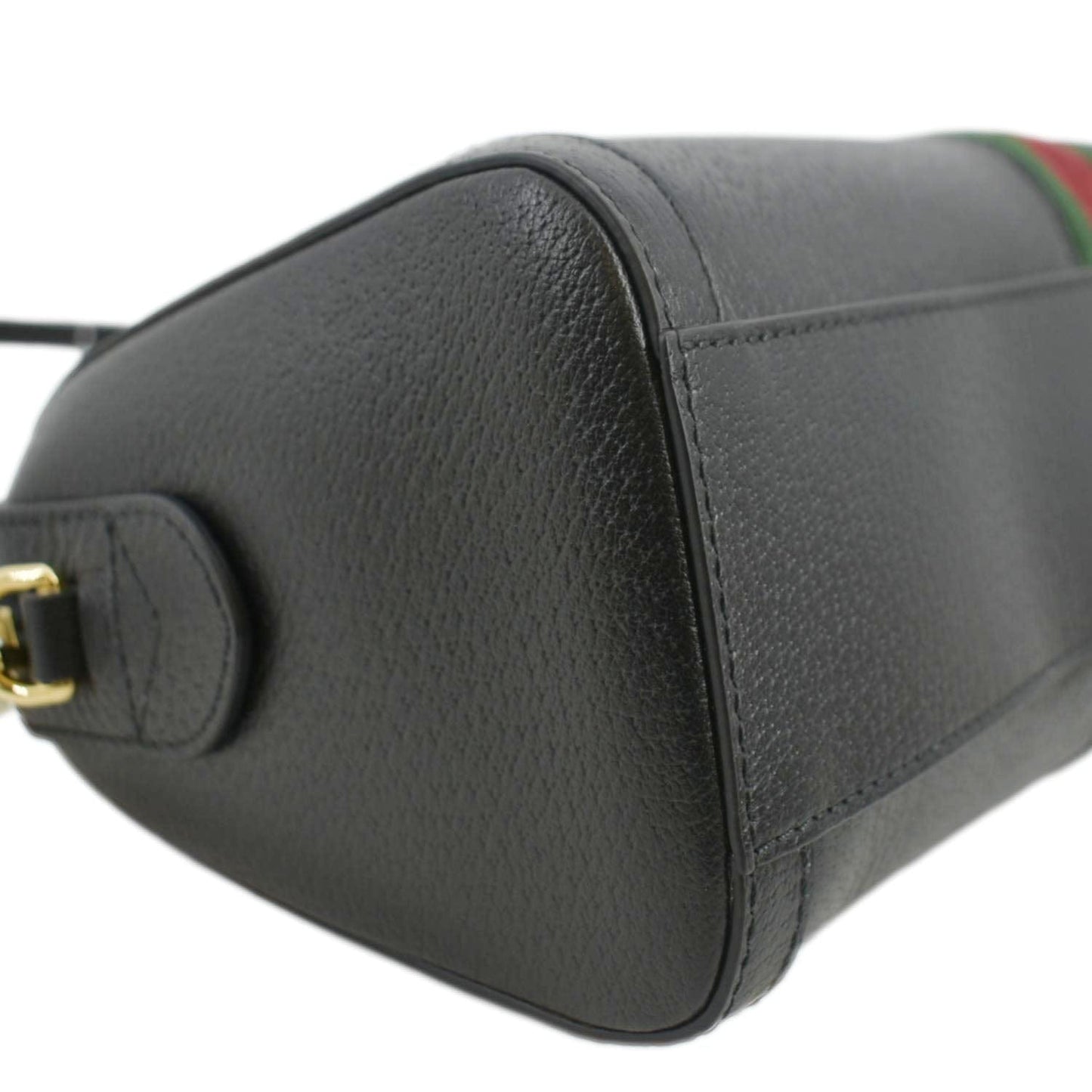 GUCCI Ophidia GG Web Leather Top Handle Shoulder Bag Black 524532