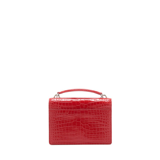 Saint Laurent/ Mini Sunset Crocodile Embossed Red