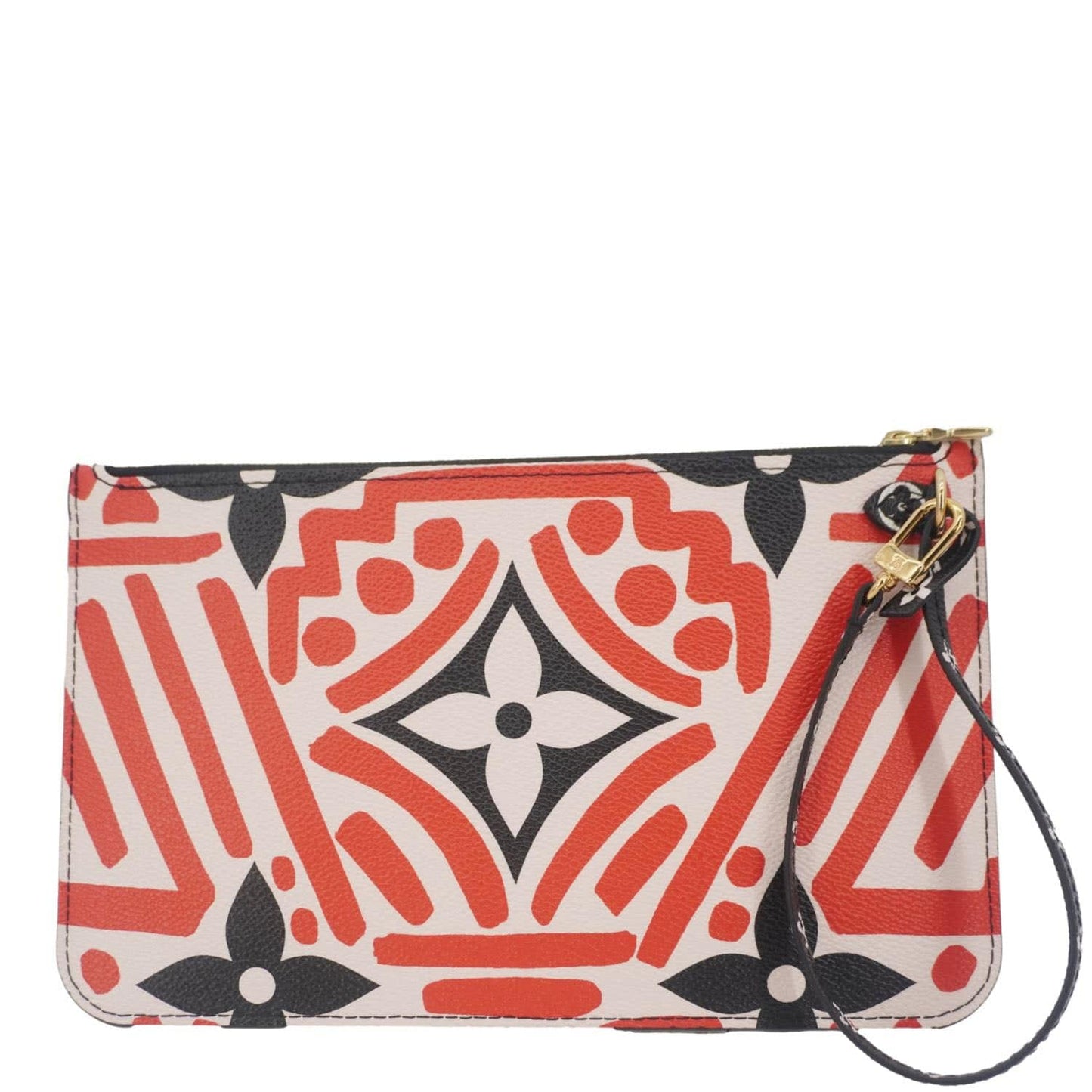 LOUIS VUITTON Neverfull Crafty Giant Monogram Canvas Wristlet Pouch Red