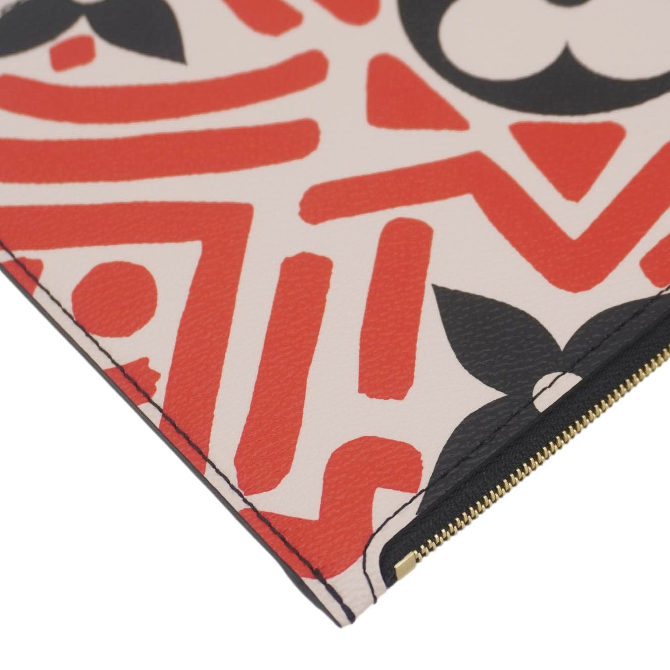 LOUIS VUITTON Neverfull Crafty Giant Monogram Canvas Wristlet Pouch Red
