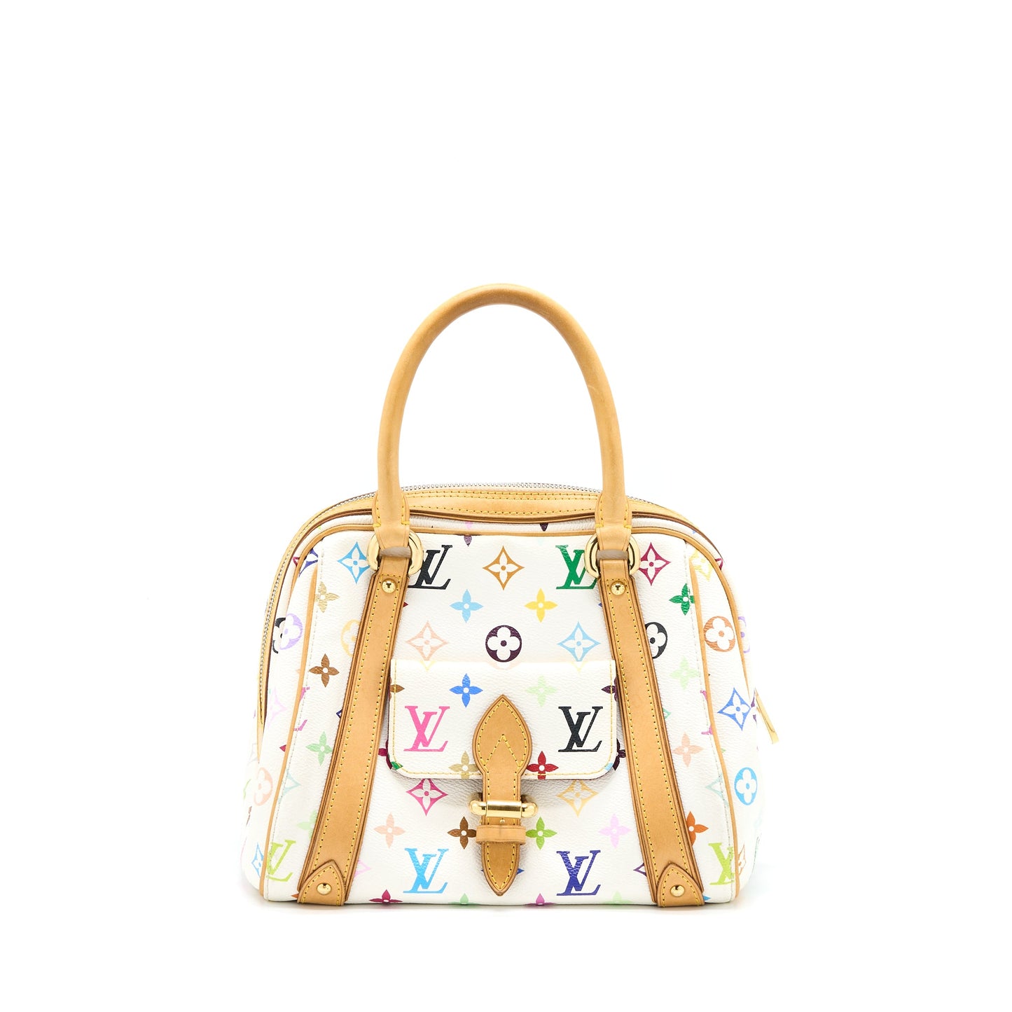 Louis Vuitton Vintage Bowling Purse Monogram Canvas White/Multicolour