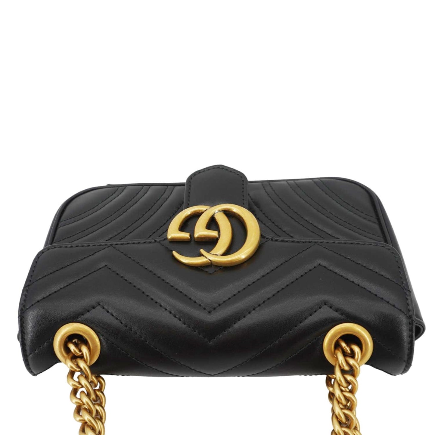 GUCCI GG Marmont Mini Leather Shoulder Bag Black 446744