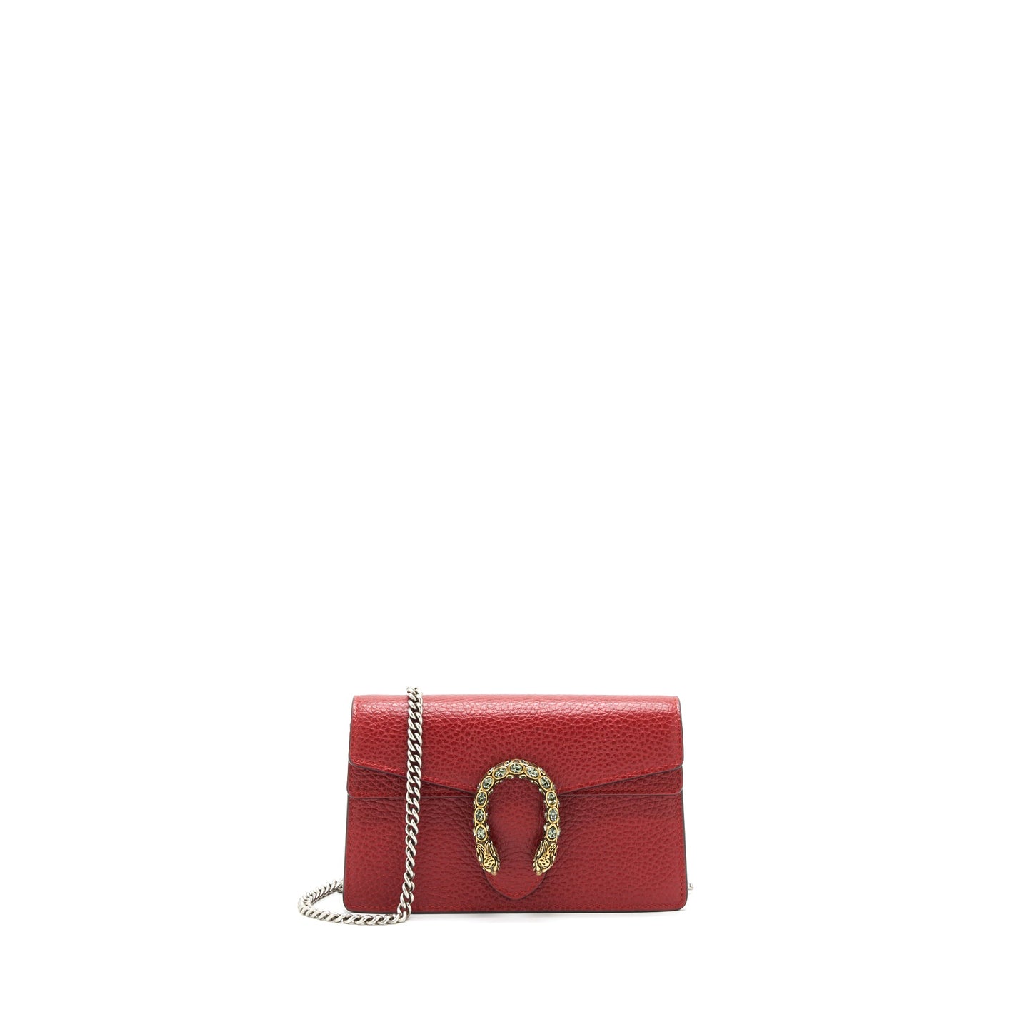 Gucci Dionysus Leather Super Mini Purse In Red