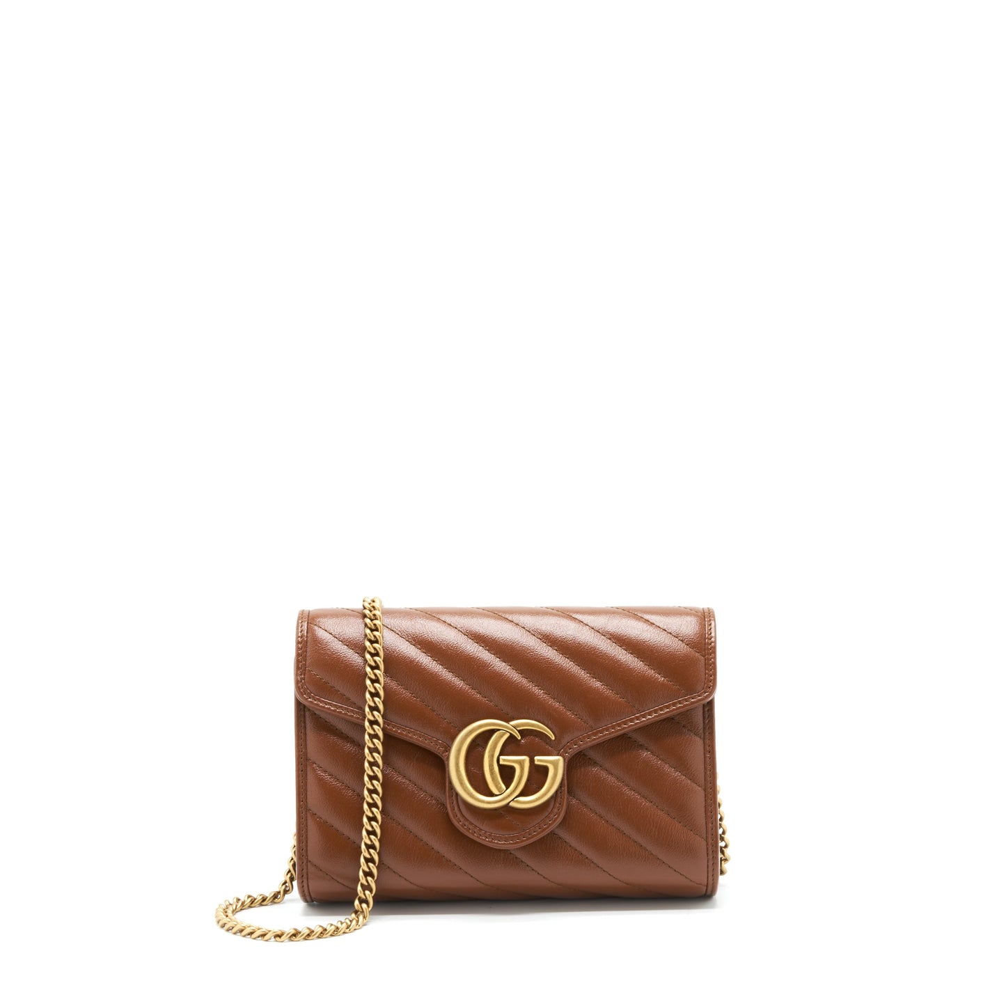 Gucci Marmont Matelasse Mini Purse Calfskin Brown