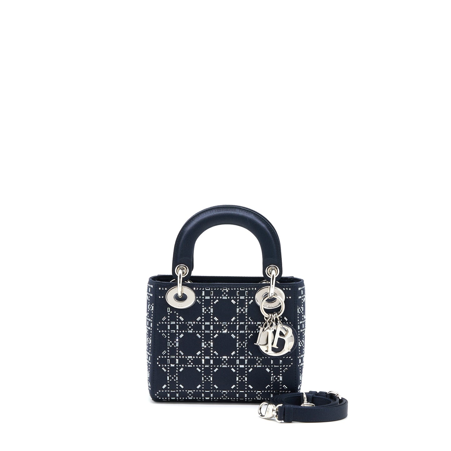 Dior Mini Lady Dior Stain Crystal Cannage Dark Blue