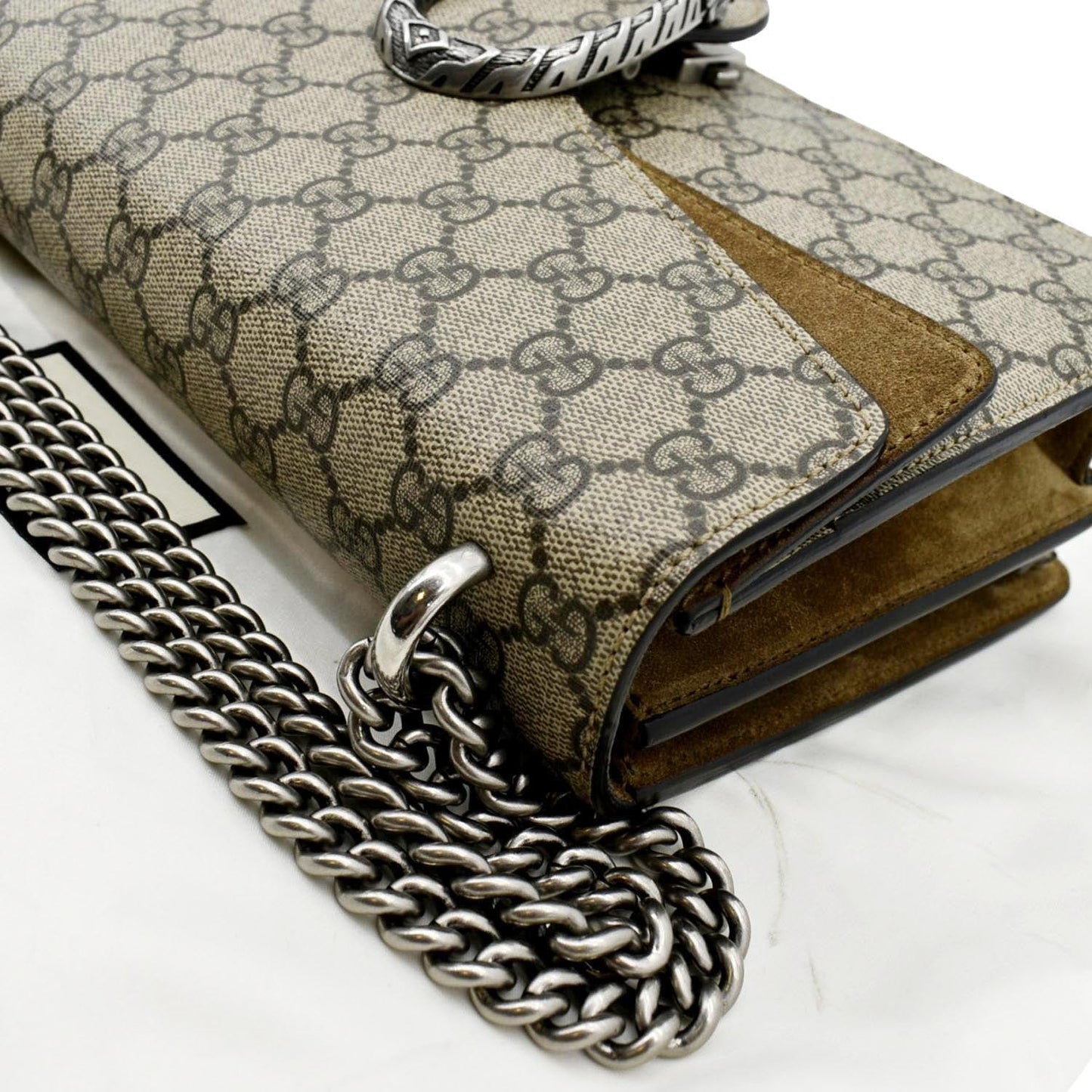 GUCCI Dionysus Small GG Supreme Canvas Shoulder Bag Beige 400249