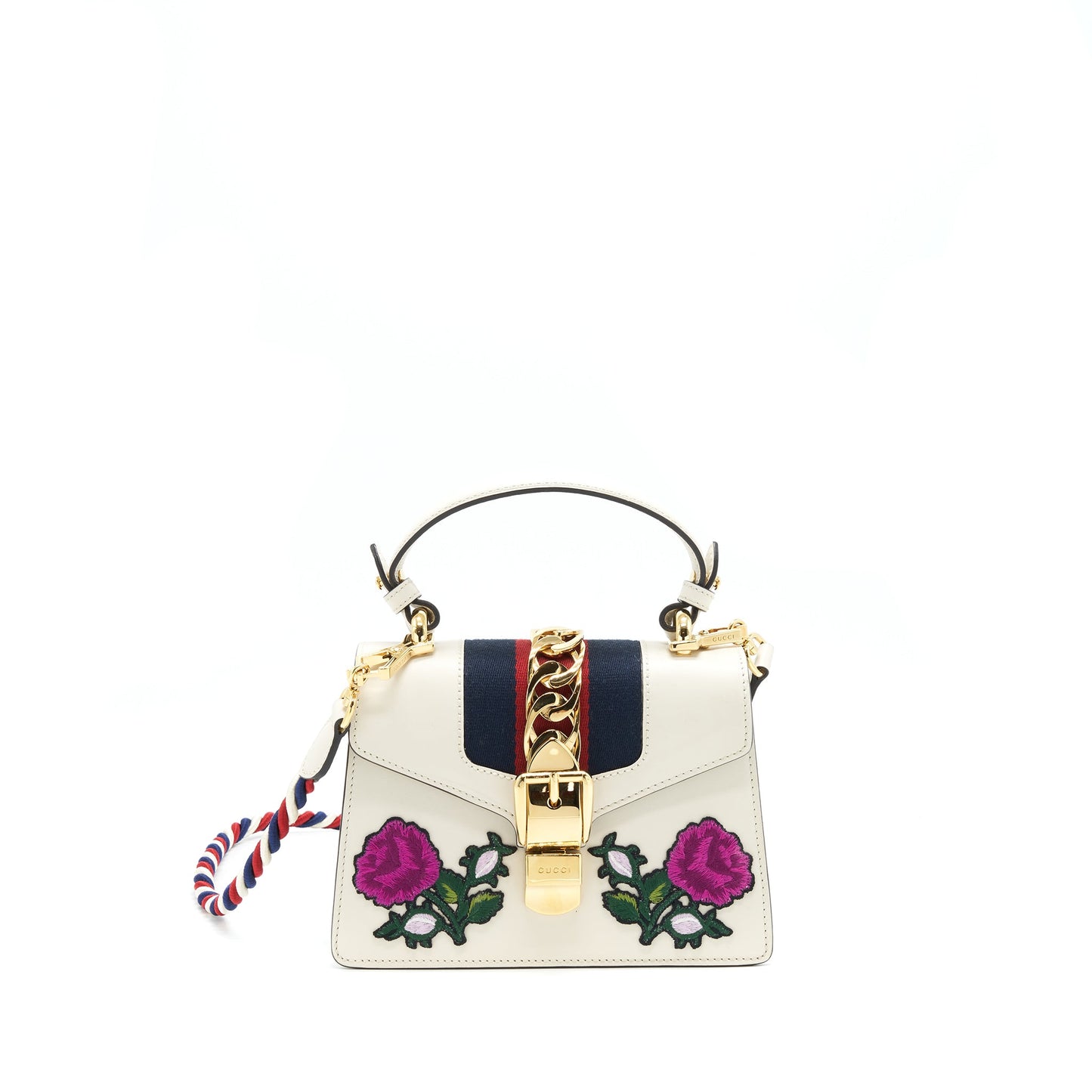 Gucci Sylvie Embroidered Mini Purse White