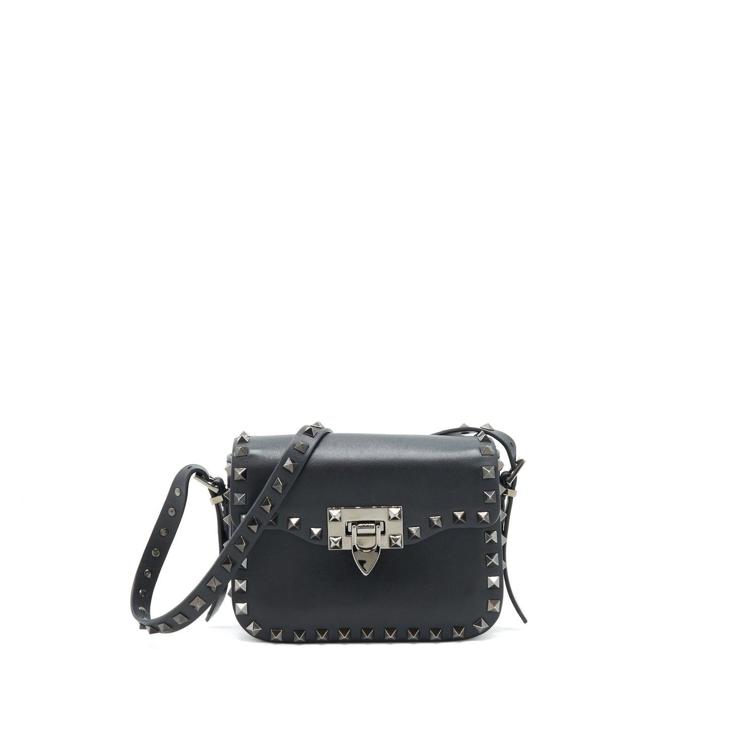 Valentino Garavani small Rockstud Grainy Calfskin Crossbody Purse Black