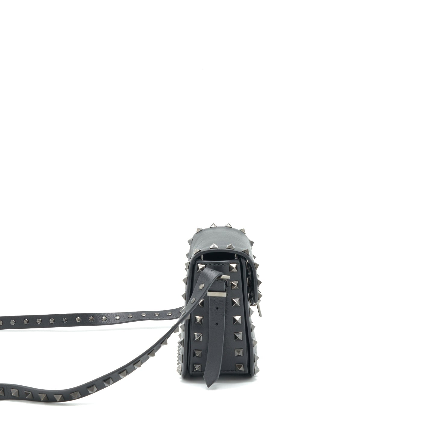 Valentino Garavani small Rockstud Grainy Calfskin Crossbody Purse Black