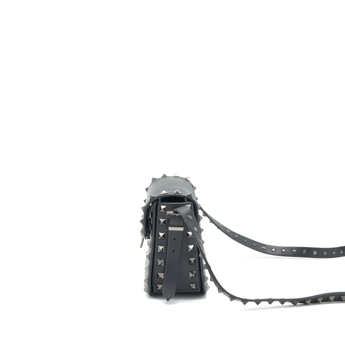 Valentino Garavani small Rockstud Grainy Calfskin Crossbody Purse Black