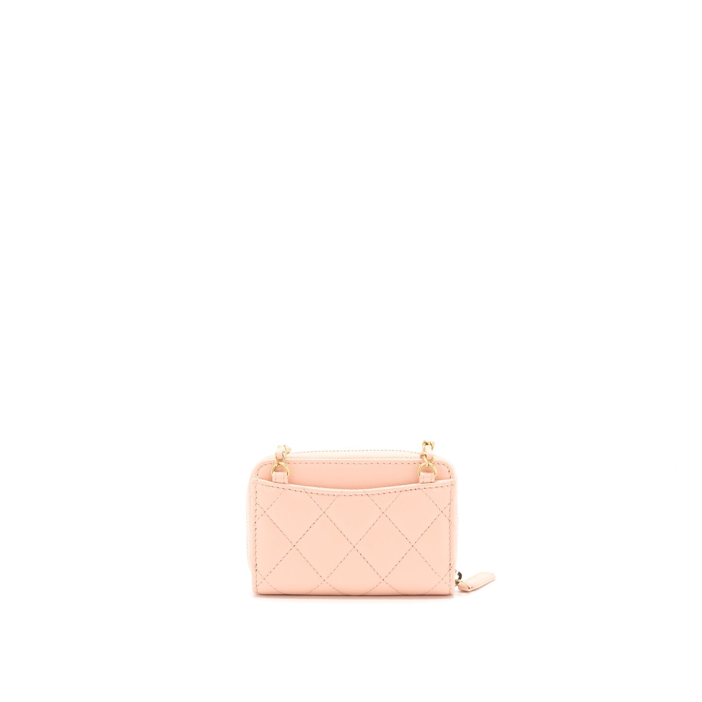 Chanel Pearl Crush Zippy Card Holder Lambskin Light Pink Brushed GHW