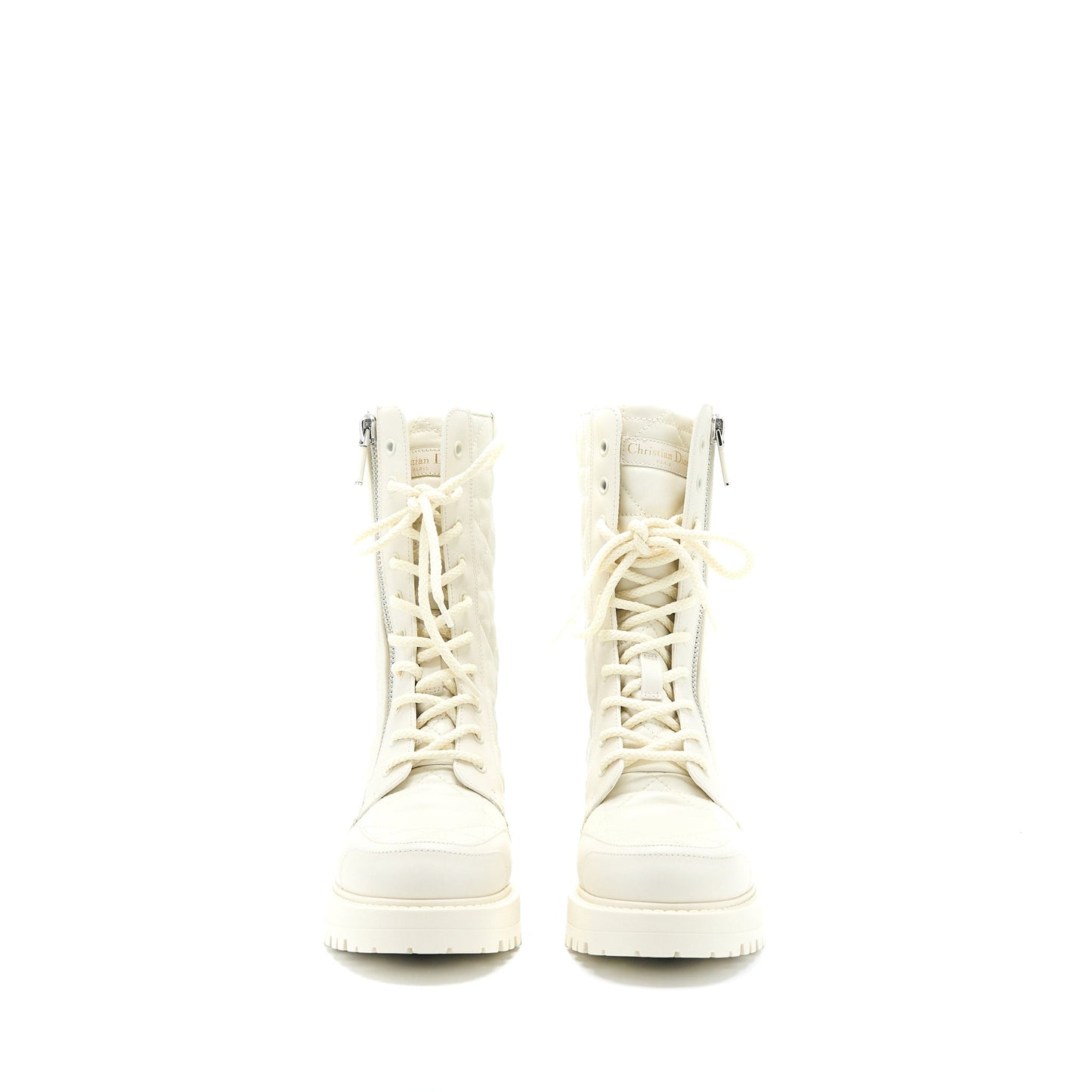 Dior Size 36 D-leader Ankle Boot Quilted Cannage Calfskin White