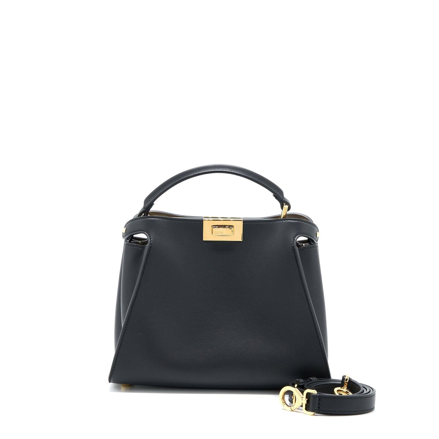 Fendi Small Peekaboo Iconic Purse Calfskin Black