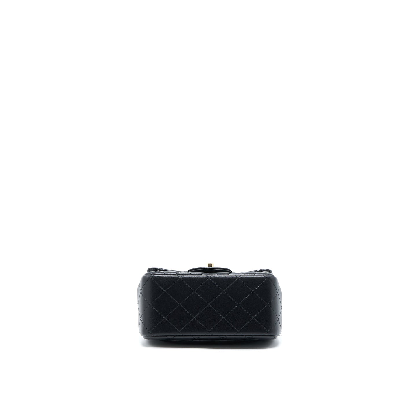 Chanel Mini Square Flap Bag Lambskin Black LGHW (Microchip)