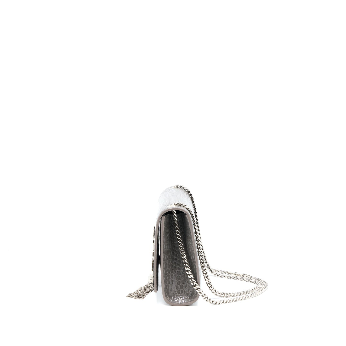 Saint Laurent Kate Purse Crocodile-Embossed-Calfskin Grey