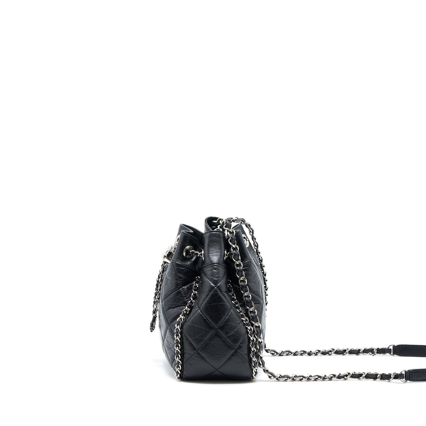 Chanel 20S Drawstring Bucket Bag Aged Calfskin Black SHW