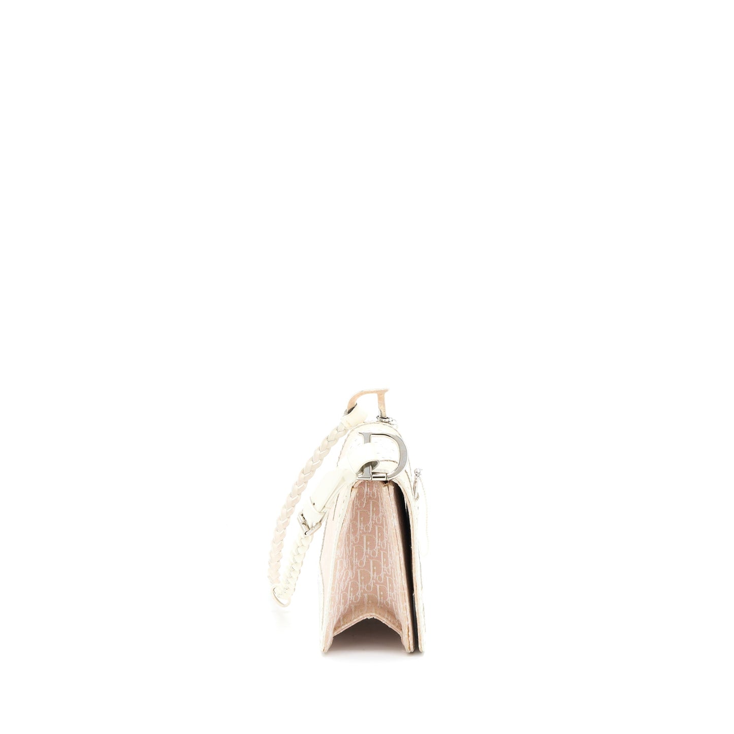 Dior Pink Logo Monogram Lace Handbag Pearl D Strap Charm