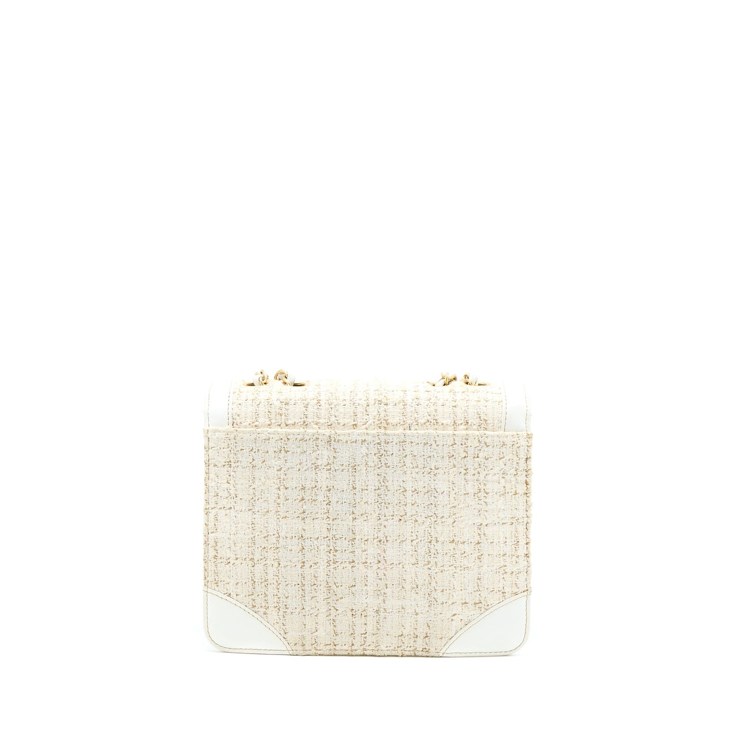 Chanel Vintage Flap Bag Tweed / Leather White GHW