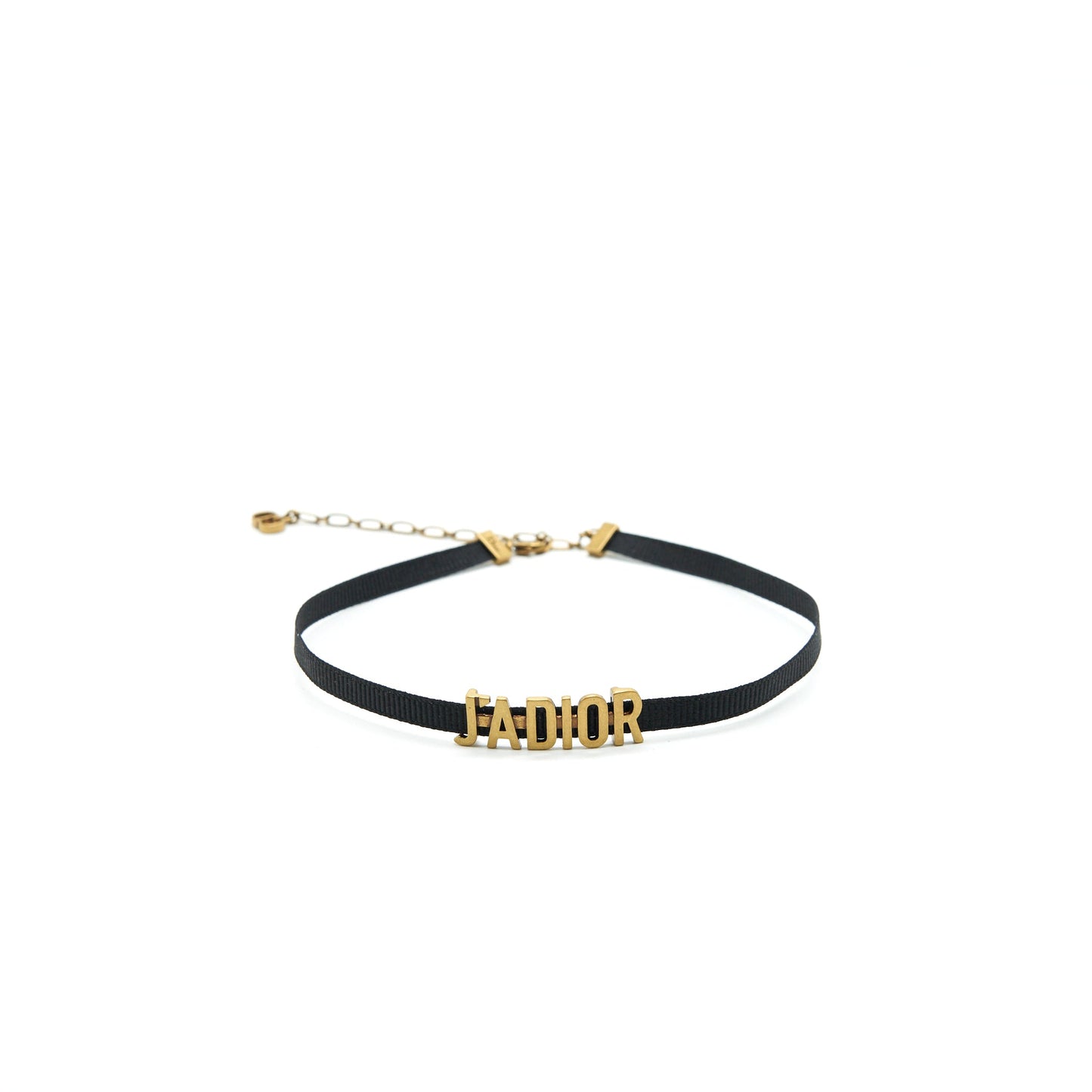 Dior JâADior Choker Antique Gold finish Metal and Black Grosgrain Ribbon