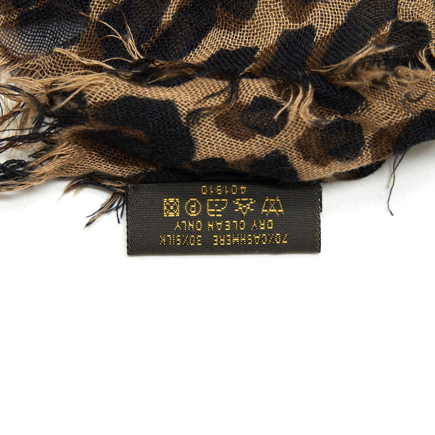LOUIS VUITTON Cashmere Silk Leopard Stole Brown