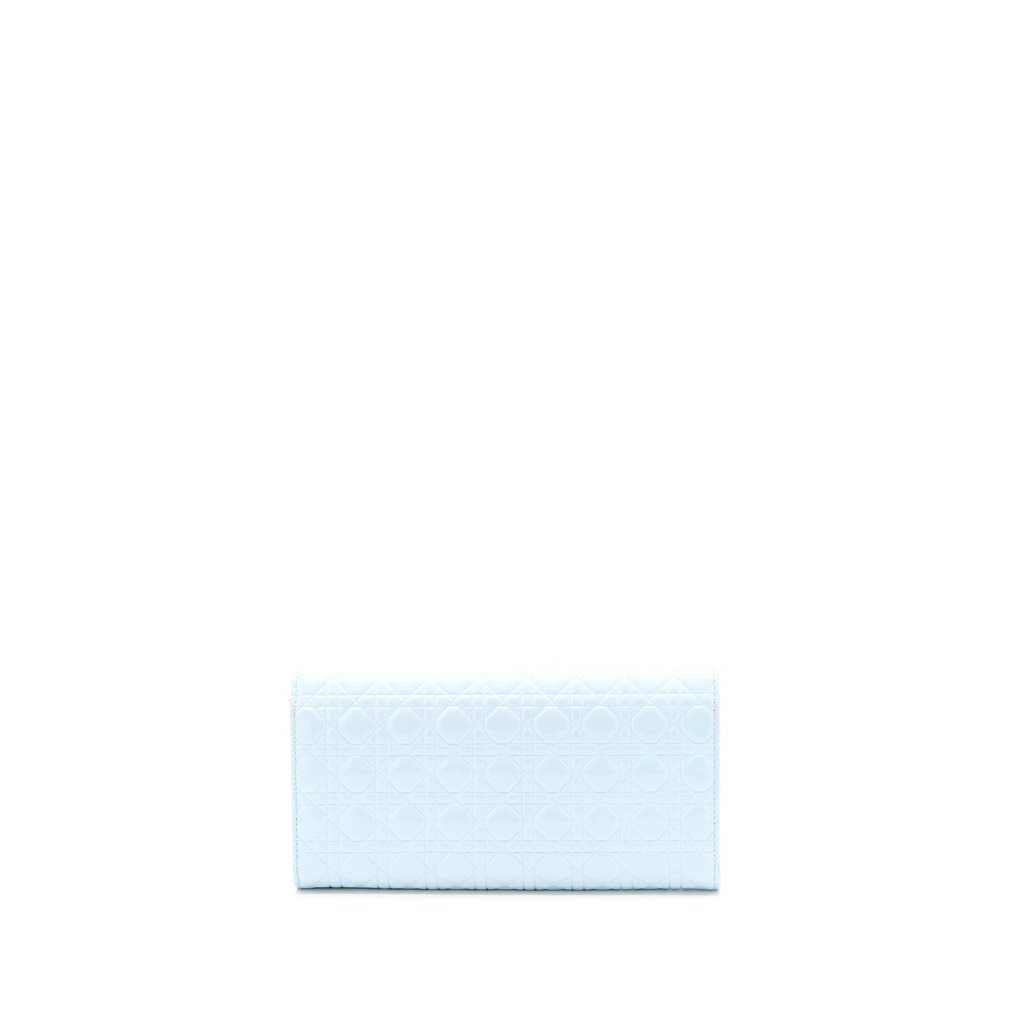 Dior Flap Wallet with Chain Patent Light Blue with Blue Hardware
