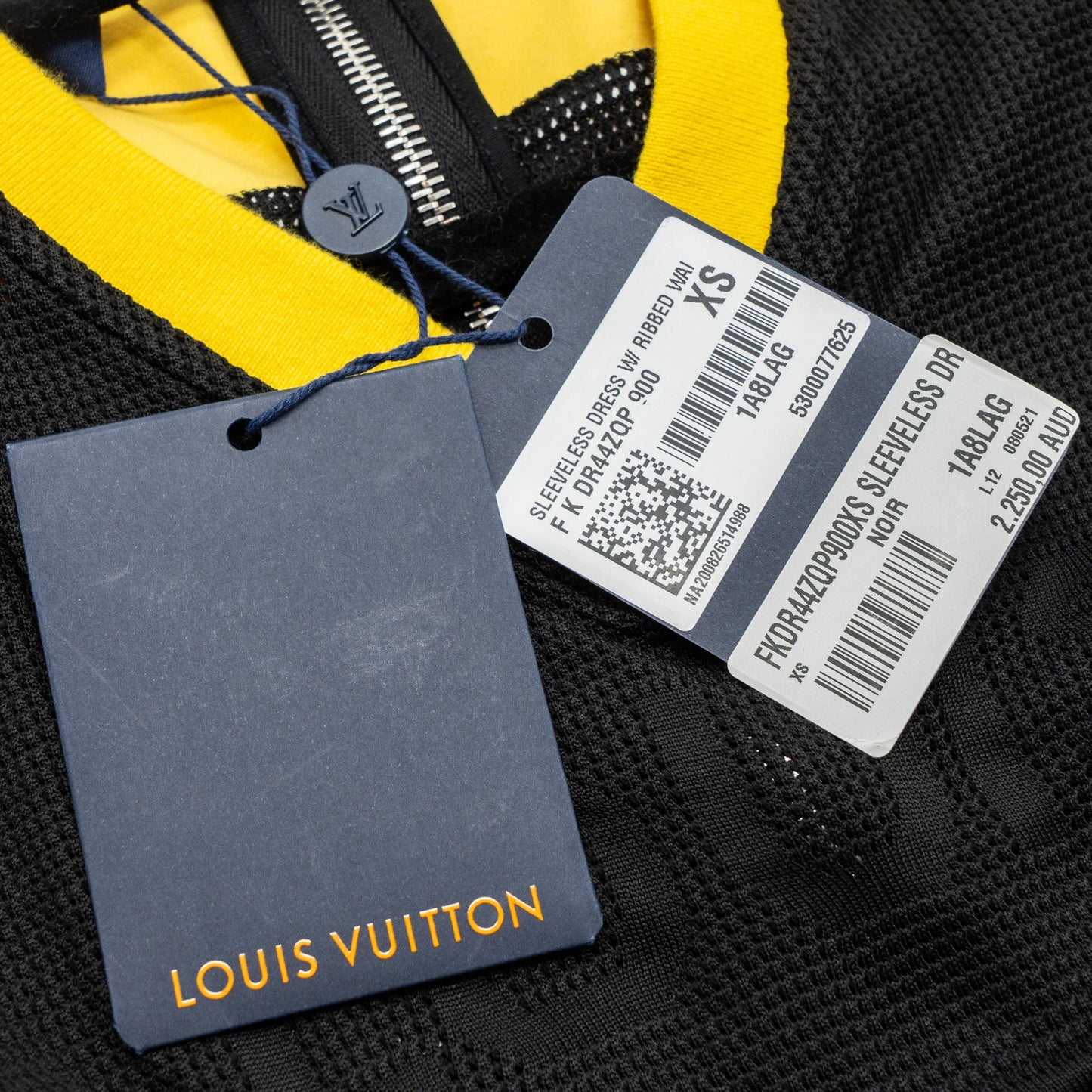 Louis Vuitton Size A-line Sleeveless Dress Black/Yellow/Blue Style Code:1A8LAG