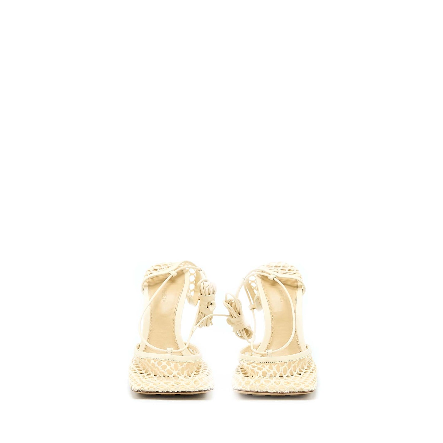 Bottega Veneta Size 39 Stretch Lace-up Sandals Lambskin White
